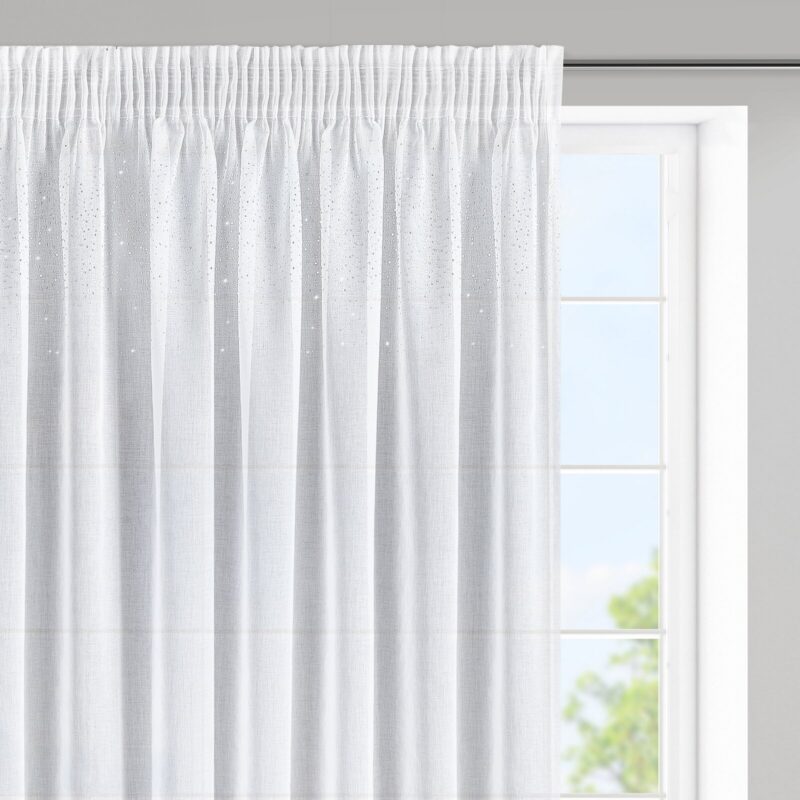 FIRANA GOTOWA NADINE NA TAŚMIE 400 X 145 CM BIAŁY