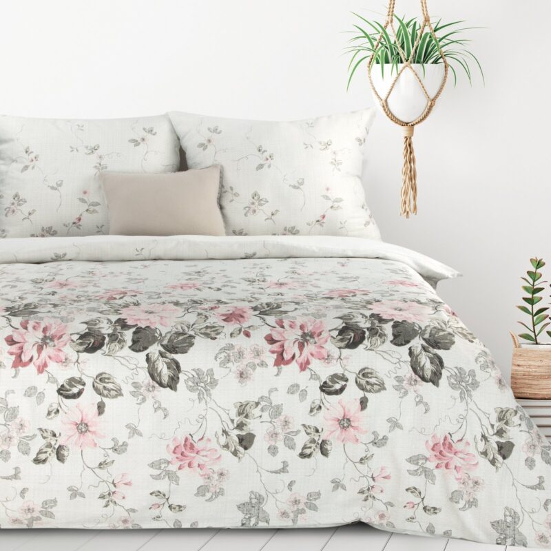 KOMPLET POŚCIELI DWUSTRONNEJ D91 LEA 05 220 X 200 CM BIAŁY