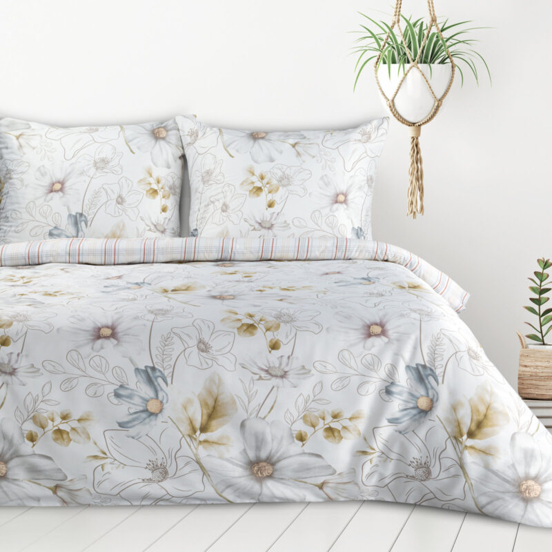 KOMPLET POŚCIELI DWUSTRONNEJ D91 LEA 160 X 200 CM BIAŁY