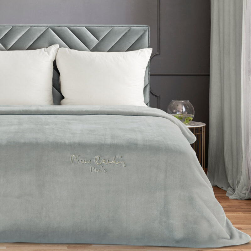 EKSKLUZYWNY CIEPŁY KOC CLARA PIERRE CARDIN 160X220CM SREBRNY
